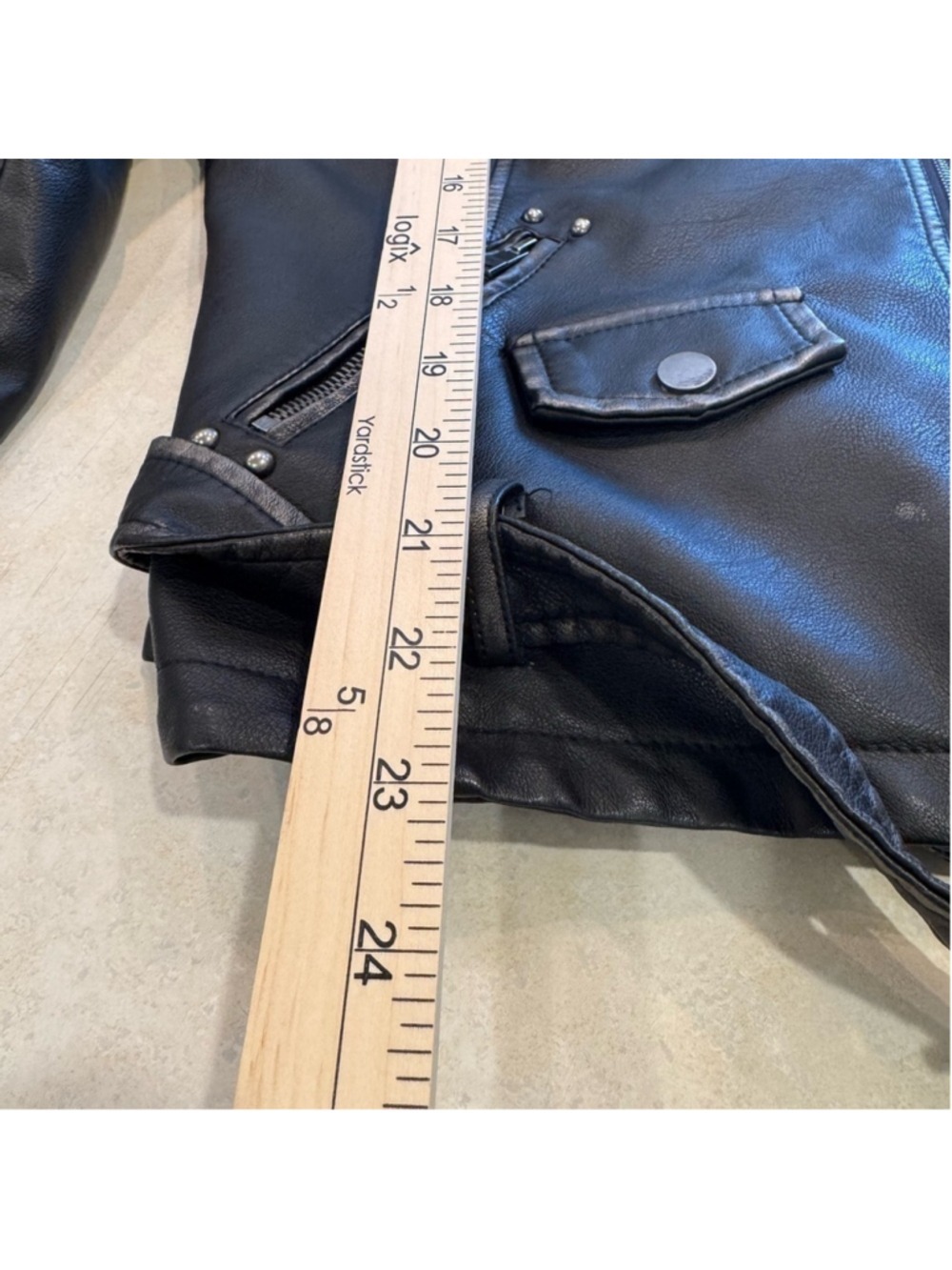 T Coalition Women Moto Jacket Black Faux Leather Studded - Picture 4 of 10